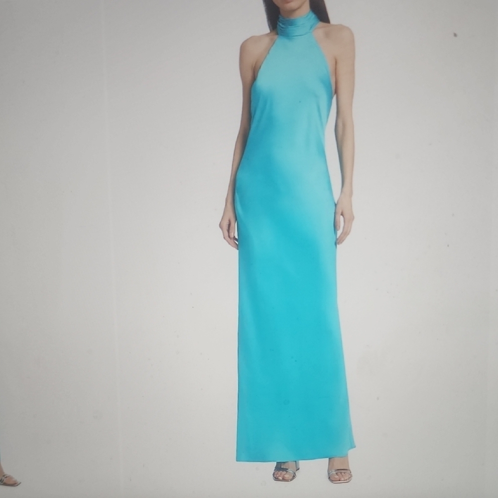 Ramy Brook Tatiana High Neck Satin Gown Size 8